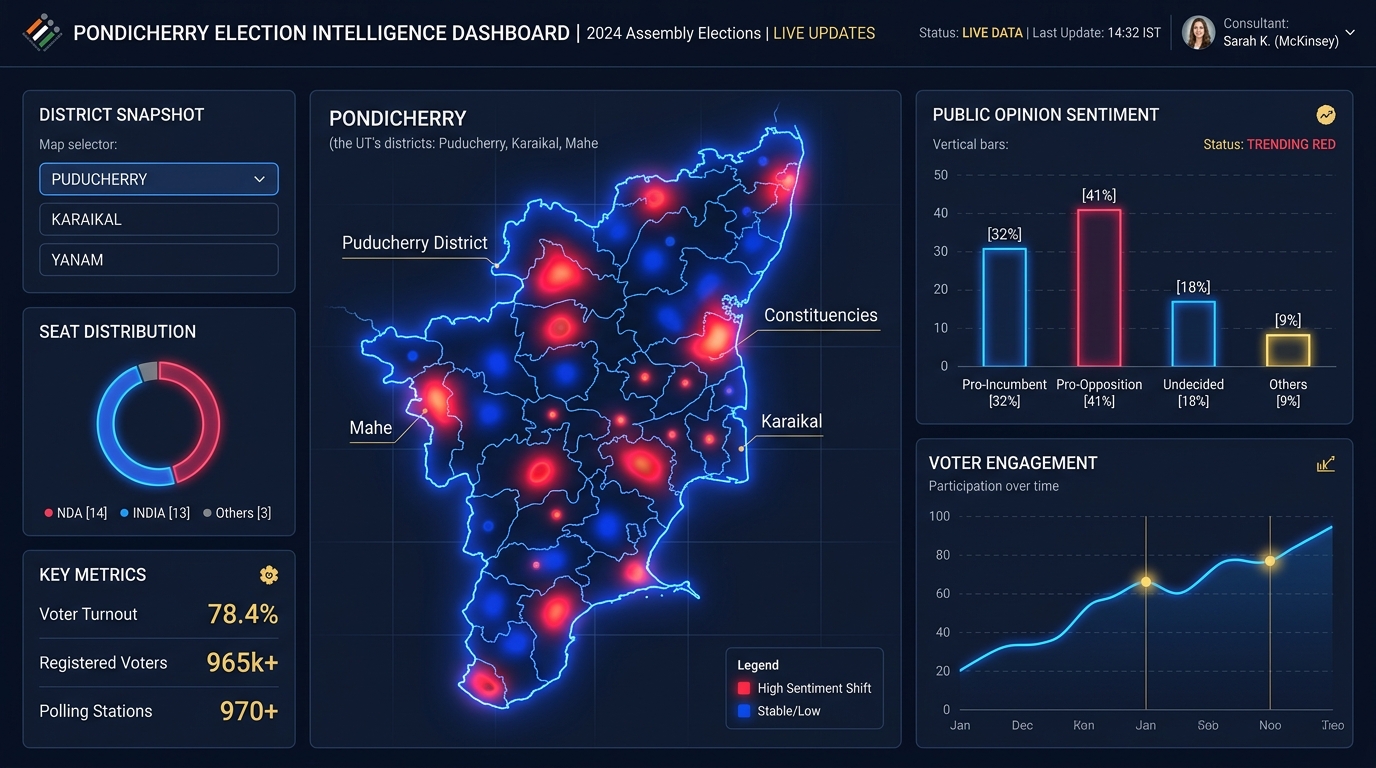 Pondicherry Election Intelligence Heat Map & Analysis Screen